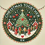 Logo des Christmas Together e.V.: Menschen halten sich vor einem Weihnachtsbaum an den Händen